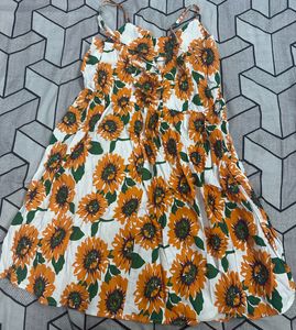 Sunflower Dress With Criss Cross Back