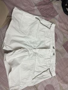 white beaded shorts