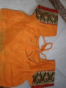 Orange Embroidered Saree 🧡
