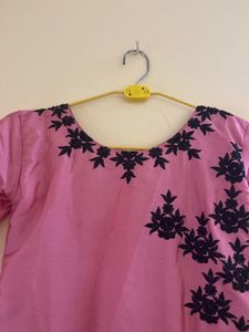 Elegant Pink Embroidered Gown