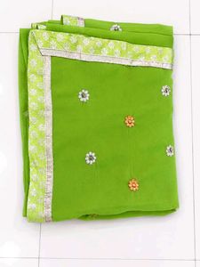 Green Embroidered Saree Set