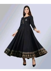 Elegant Black Kurta with Golden Border