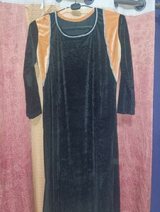 Vintage Velvet Dress with Embellished Neckline