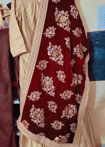 Anarkali gawn with velvet shawl