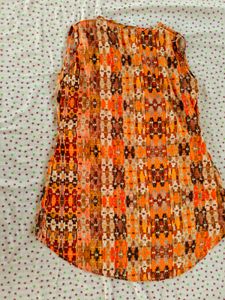 Vibrant Printed top  with mustard Pants