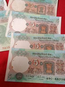 Vintage Indian 5 Rupee Notes