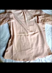 Korean Peach Top With Lace Hands
