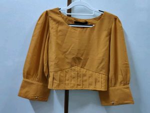 Mustard Yellow Puff Sleeve Top