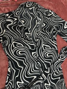 Retro Swirl Print Button-Up Dress