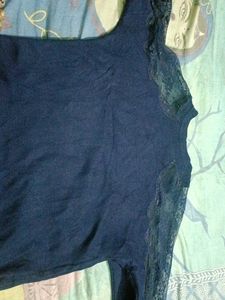 Elegant Navy Blue Lace Sleeve Dress