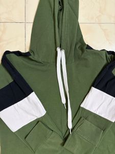 Green Color Block Hoodie
