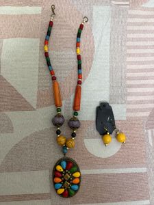 Boho Multi-Color Beaded Necklace Pendant