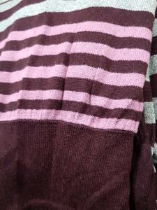 Striped Turtleneck Knit Top
