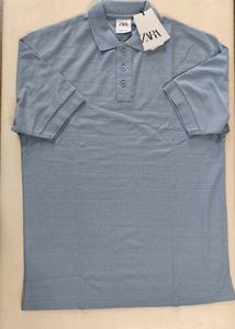 Men's Blue Textured Polo Shirt