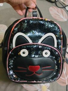 Cute Black Cat Sequin Backpack