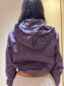 Purple Cropped Windbreaker Jacket