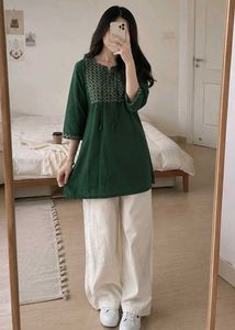 elegant green short kurty