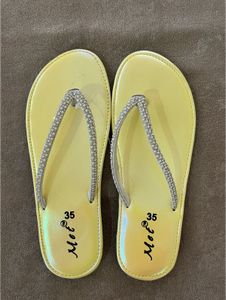 BRAND NEW Sparkly Yellow Flip Flops