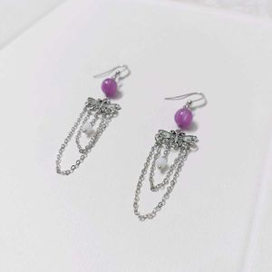 Bohemian Purple Stone Dangle Earrings