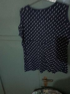Navy Polka Dot Cold Shoulder Top