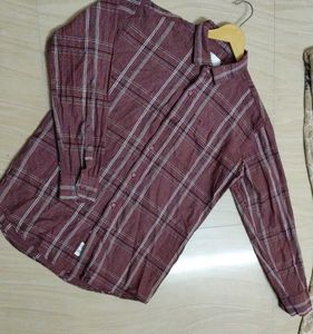 Maroon Plaid Men's Casual Shirt