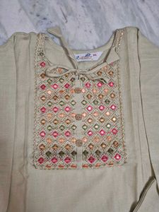 Embroidered Kurta Set with Mirror Work
