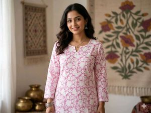 Pink Floral Kurta