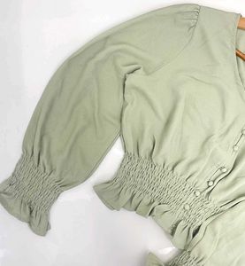 🔴FREE DELIVERY 🔴Sage Green Korean Smocked Top