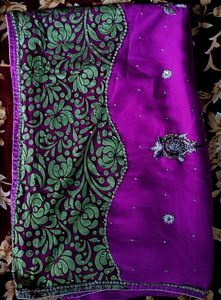 megneta Saree with Green Embellishment