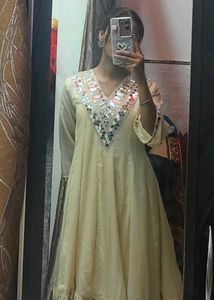 cowrie shells and mirror work kurta set