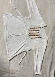 White Embroidered Short Kurta Top