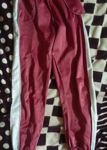Mauve Track Pants with White Stripe