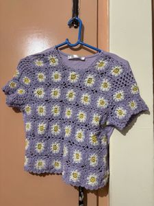 Crochet Daisy Flower Crop Top