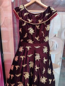 Elegant Maroon Embroidered Gown