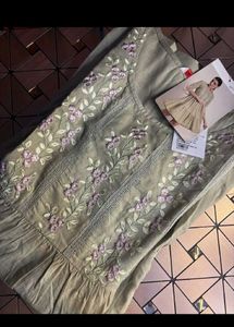 Embroidered Olive Green Kurta
