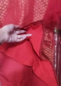 chanderi banarasi  Red kurti