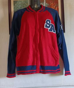 Varsity Style Zip-Up Jacket