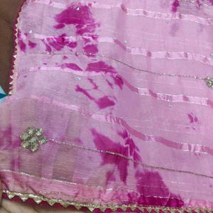 Elegant Pink Tie-Dye Saree with designer blouse