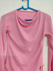 Chic Pink Asymmetrical Hem Top
