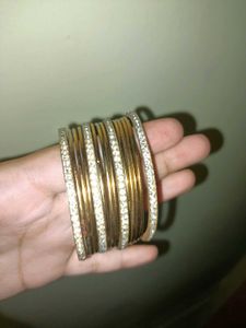 Set of Golden Bangles with Stones