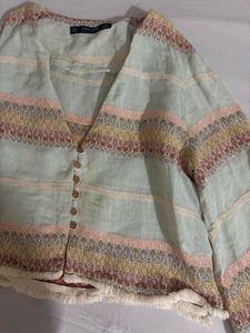 ZARA Boho Chic Striped Long Sleeve Top