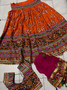 Vibrant Orange Embroidered Lehenga Choli Set