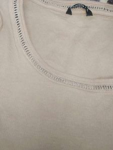 Basic Cream Round Neck Top