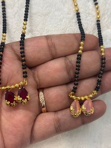2 piece red and pink Gold Plated Mangalsutra with