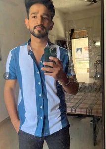 mens white and blue Striped Casual Shirt