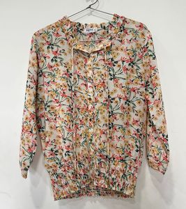 Floral Print Sheer Blouse