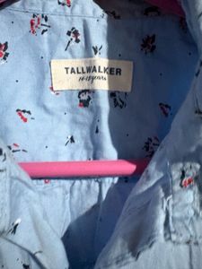 Light Blue Printed Button-Up Shirt