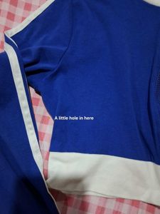 Blue Mini Dress with White Stripes