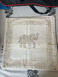 Hand Block Gold Elephant Cushion set of 5 Cover