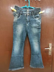 Flared High-Waisted Blue Jeans